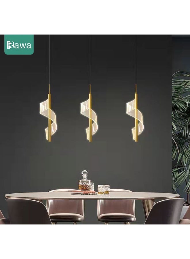 روعة مصباح LED ثلاثي الألوان من طراز Nordic للإضاءة الداخلية المعلقة مناسب للديكور المنزلي بجانب السرير وغرفة المعيشة وطاولة الطعام والممر إضاءة حديثة بسيطة وفنية باللون الذهبي - Image 3